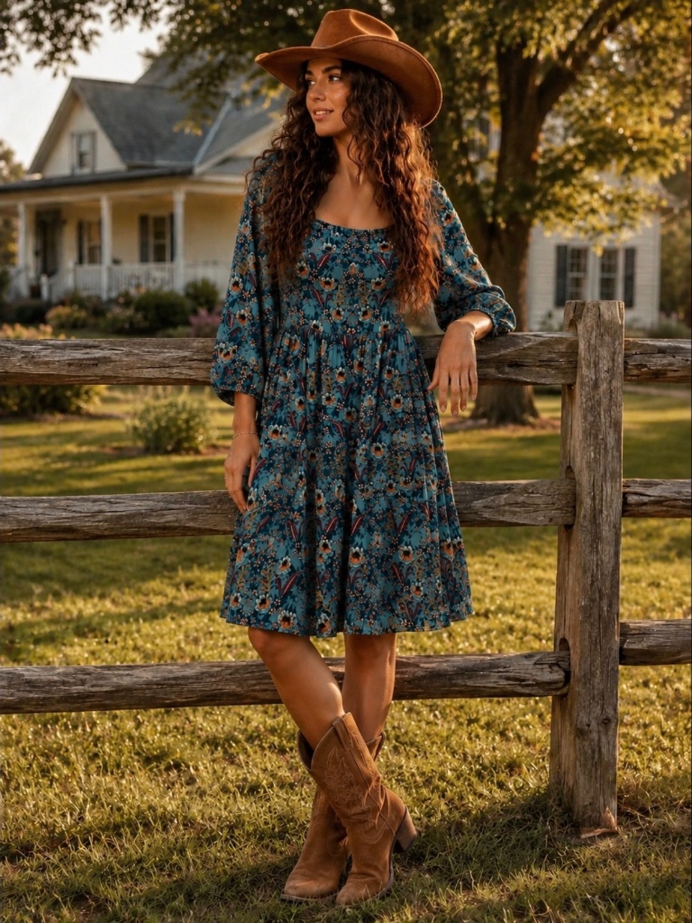 Boho Floral Peasant Dress XXL
